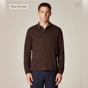 J. Crew Espresso Milano-stitch polo cardigan sweater